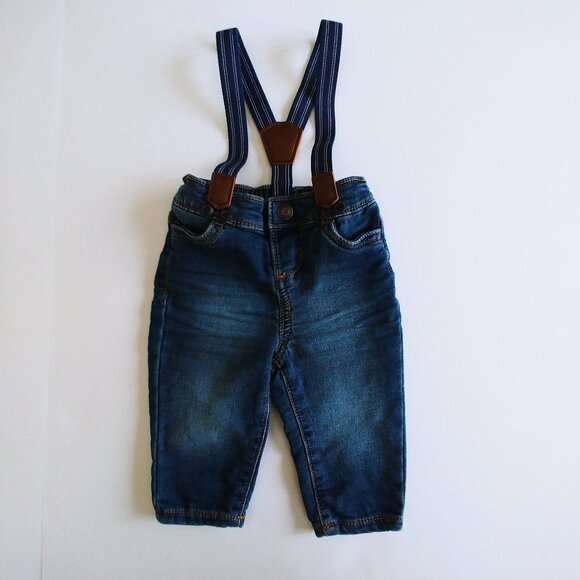 Baby B'Gosh Knit-Denim Removable Suspender Pants 6 Months - Picture 8 of 8